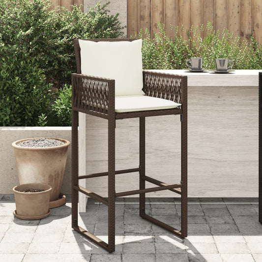 Tuinbarkrukken 2 st met kussens poly rattan bruin is nu te koop bij PeponiXL, paradijselijk wonen!