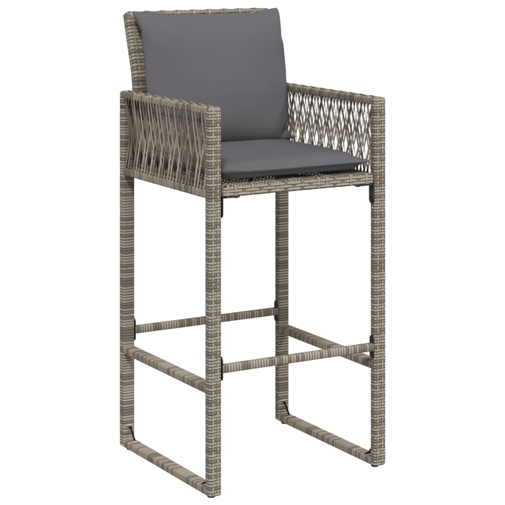 Tuinbarkrukken met kussens 2 st poly rattan grijs is nu te koop bij PeponiXL, paradijselijk wonen!