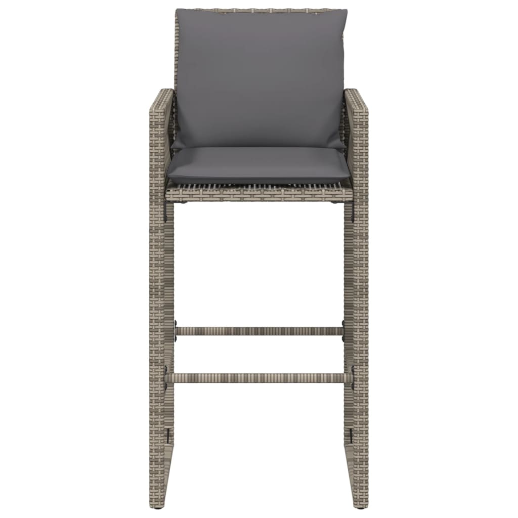 Tuinbarkrukken met kussens 2 st poly rattan grijs is nu te koop bij PeponiXL, paradijselijk wonen!