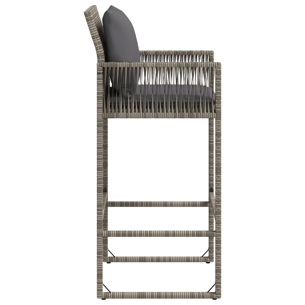 Tuinbarkrukken met kussens 2 st poly rattan grijs is nu te koop bij PeponiXL, paradijselijk wonen!