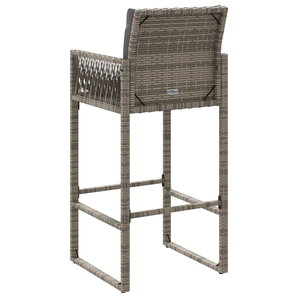 Tuinbarkrukken met kussens 2 st poly rattan grijs is nu te koop bij PeponiXL, paradijselijk wonen!