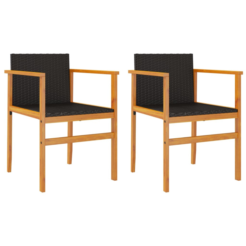 Tuinstoelen 2 st poly rattan en massief hout zwart is nu te koop bij PeponiXL, paradijselijk wonen!