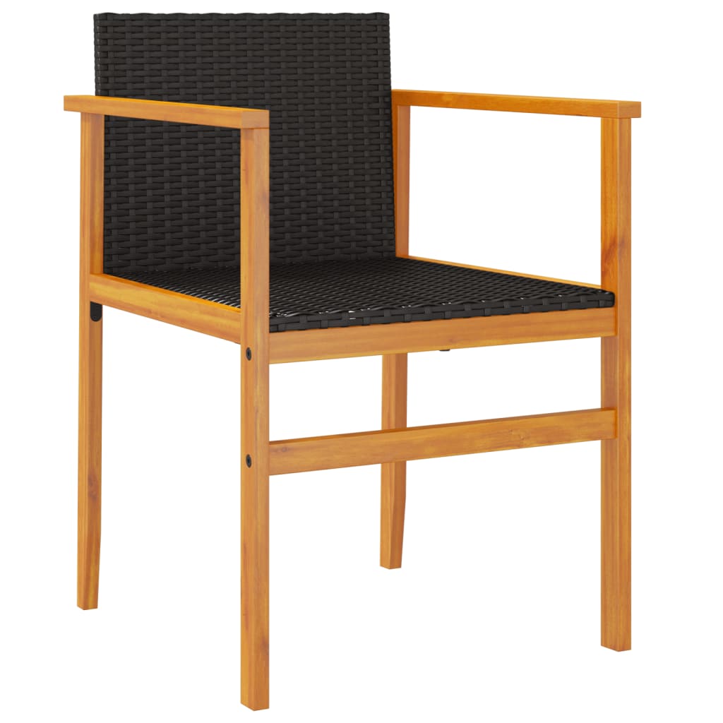 Tuinstoelen 2 st poly rattan en massief hout zwart is nu te koop bij PeponiXL, paradijselijk wonen!