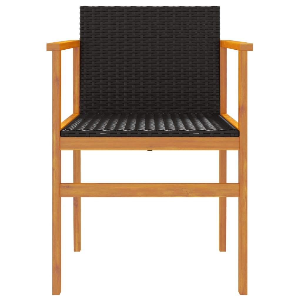 Tuinstoelen 2 st poly rattan en massief hout zwart is nu te koop bij PeponiXL, paradijselijk wonen!
