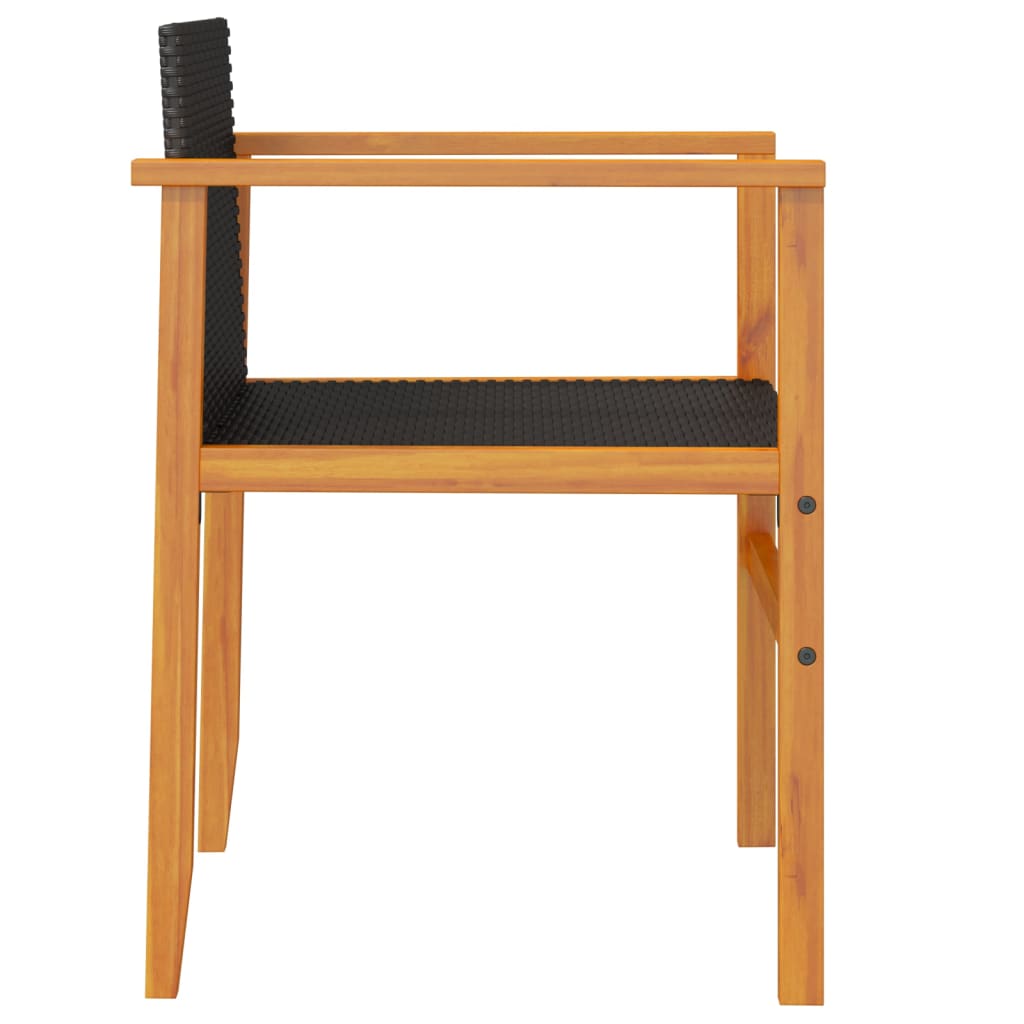 Tuinstoelen 2 st poly rattan en massief hout zwart is nu te koop bij PeponiXL, paradijselijk wonen!
