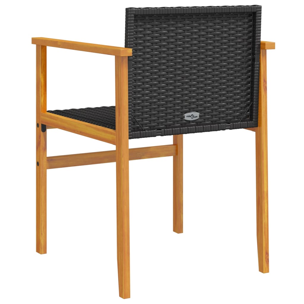 Tuinstoelen 2 st poly rattan en massief hout zwart is nu te koop bij PeponiXL, paradijselijk wonen!