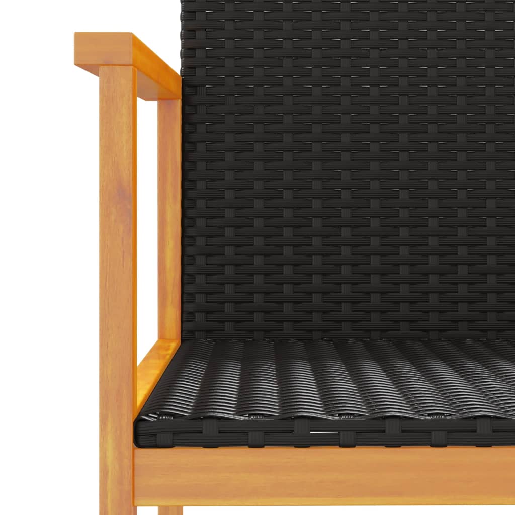 Tuinstoelen 2 st poly rattan en massief hout zwart is nu te koop bij PeponiXL, paradijselijk wonen!