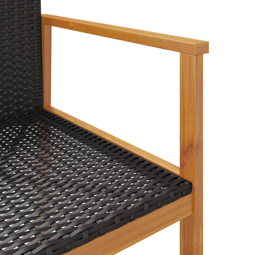 Tuinstoelen 2 st poly rattan en massief hout zwart is nu te koop bij PeponiXL, paradijselijk wonen!