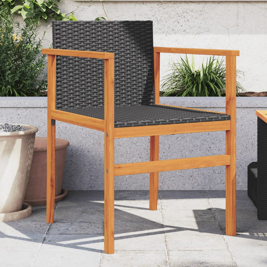 Tuinstoelen 2 st poly rattan en massief hout zwart is nu te koop bij PeponiXL, paradijselijk wonen!