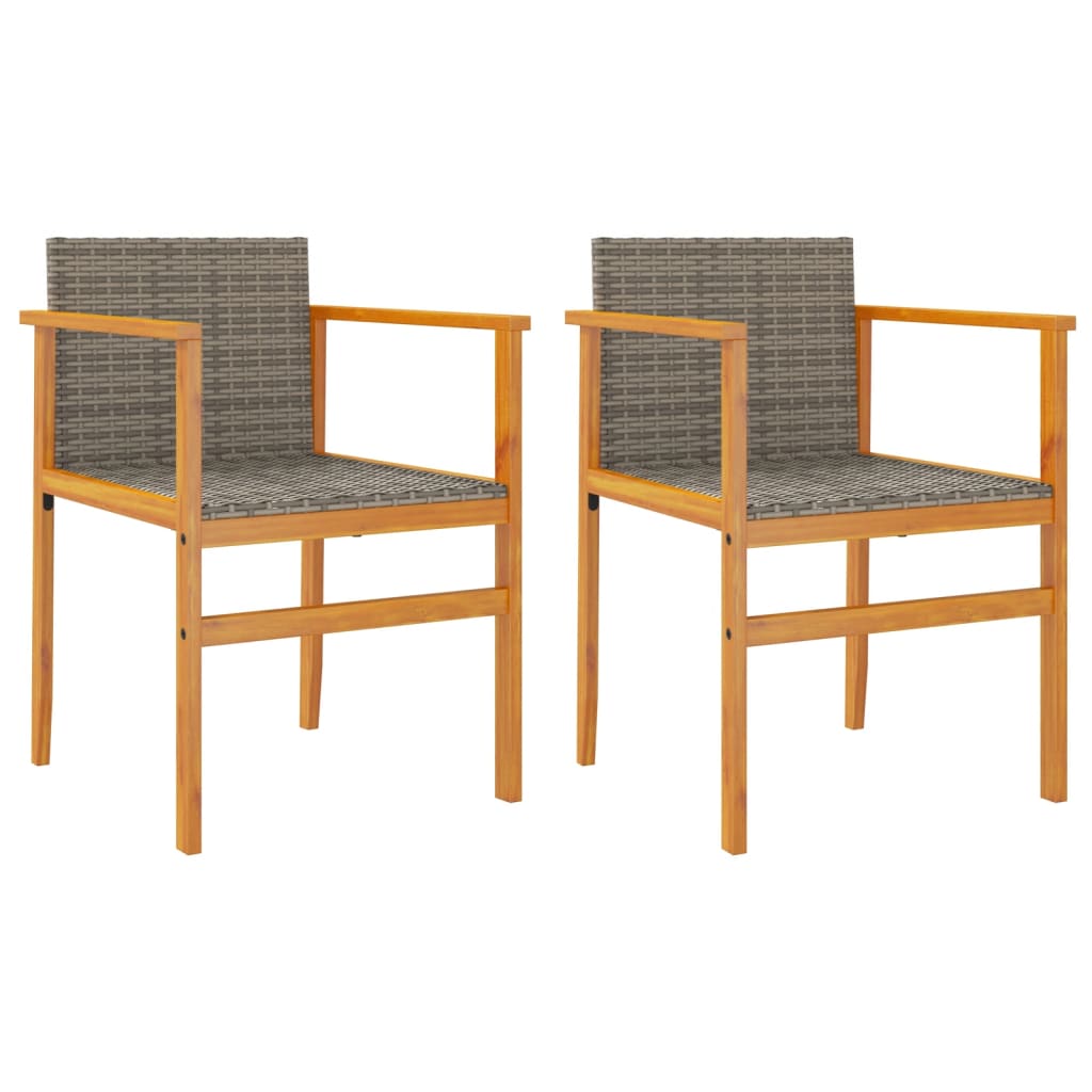 Tuinstoelen 2 st poly rattan en massief hout grijs is nu te koop bij PeponiXL, paradijselijk wonen!