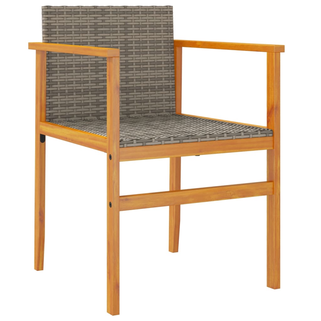 Tuinstoelen 2 st poly rattan en massief hout grijs is nu te koop bij PeponiXL, paradijselijk wonen!