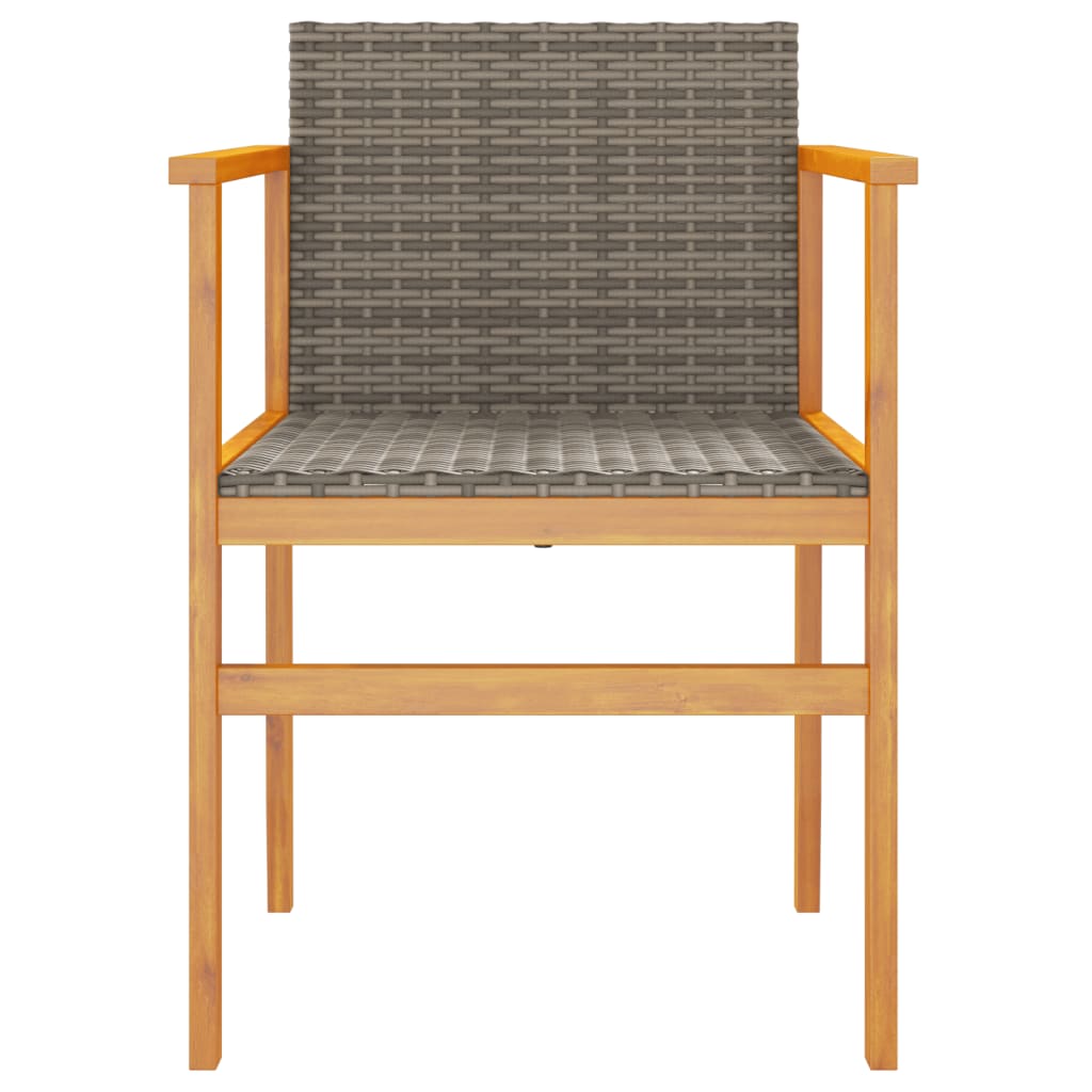 Tuinstoelen 2 st poly rattan en massief hout grijs is nu te koop bij PeponiXL, paradijselijk wonen!