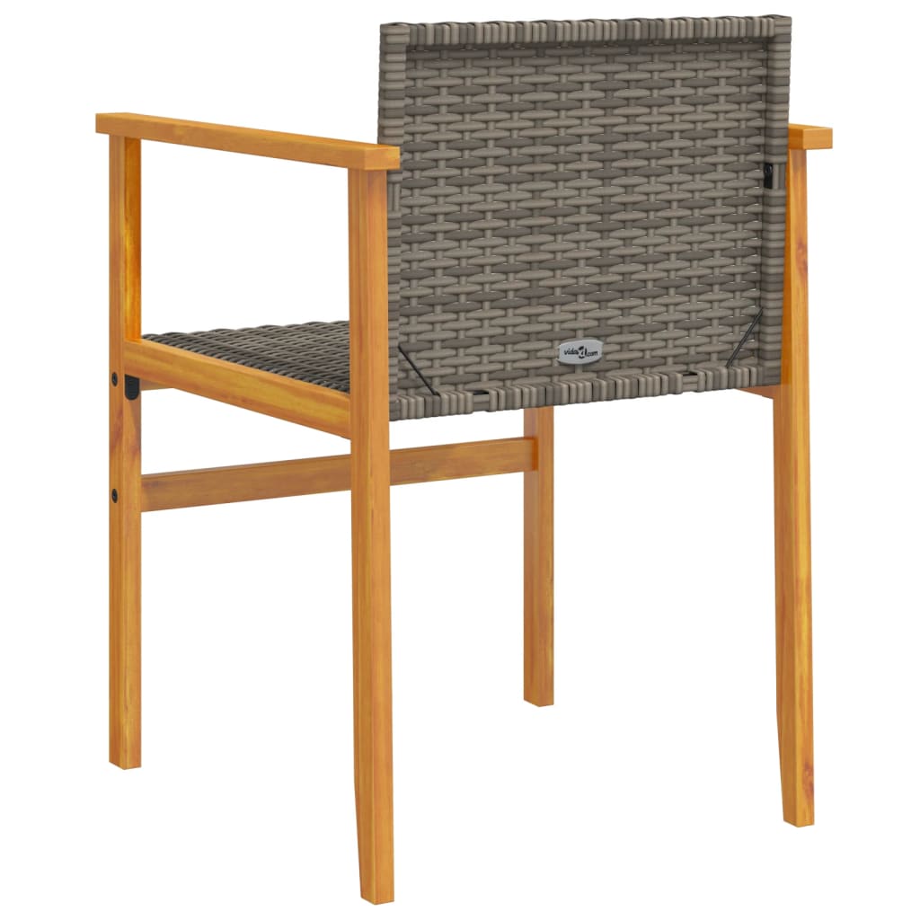 Tuinstoelen 2 st poly rattan en massief hout grijs is nu te koop bij PeponiXL, paradijselijk wonen!