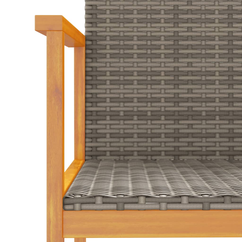 Tuinstoelen 2 st poly rattan en massief hout grijs is nu te koop bij PeponiXL, paradijselijk wonen!