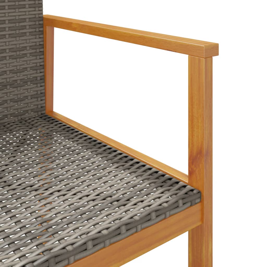 Tuinstoelen 2 st poly rattan en massief hout grijs is nu te koop bij PeponiXL, paradijselijk wonen!