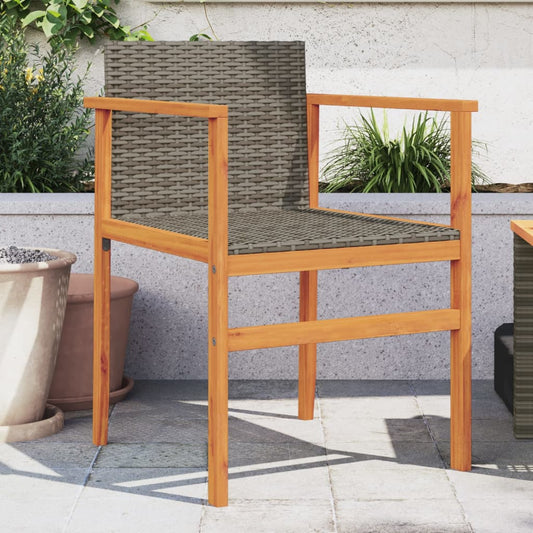 Tuinstoelen 2 st poly rattan en massief hout grijs is nu te koop bij PeponiXL, paradijselijk wonen!
