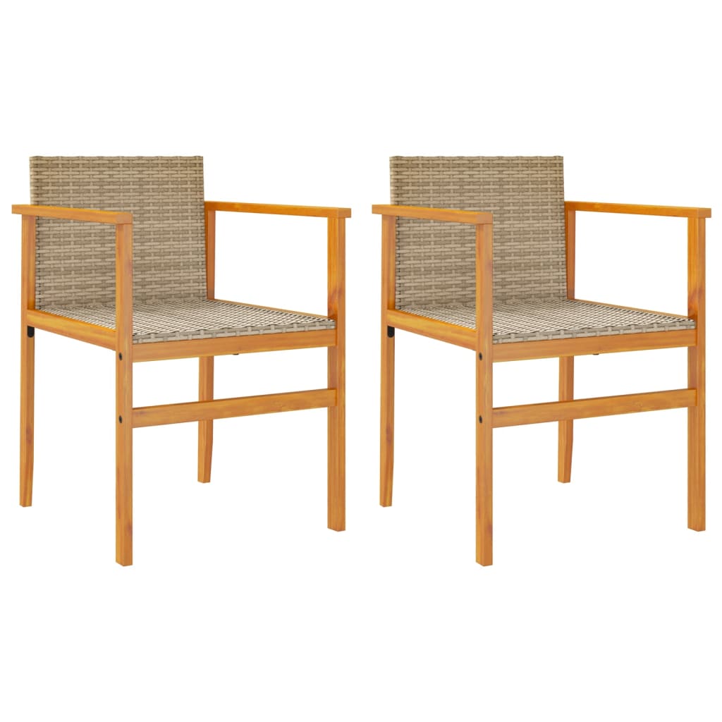 Tuinstoelen 2 st poly rattan en massief hout beige is nu te koop bij PeponiXL, paradijselijk wonen!