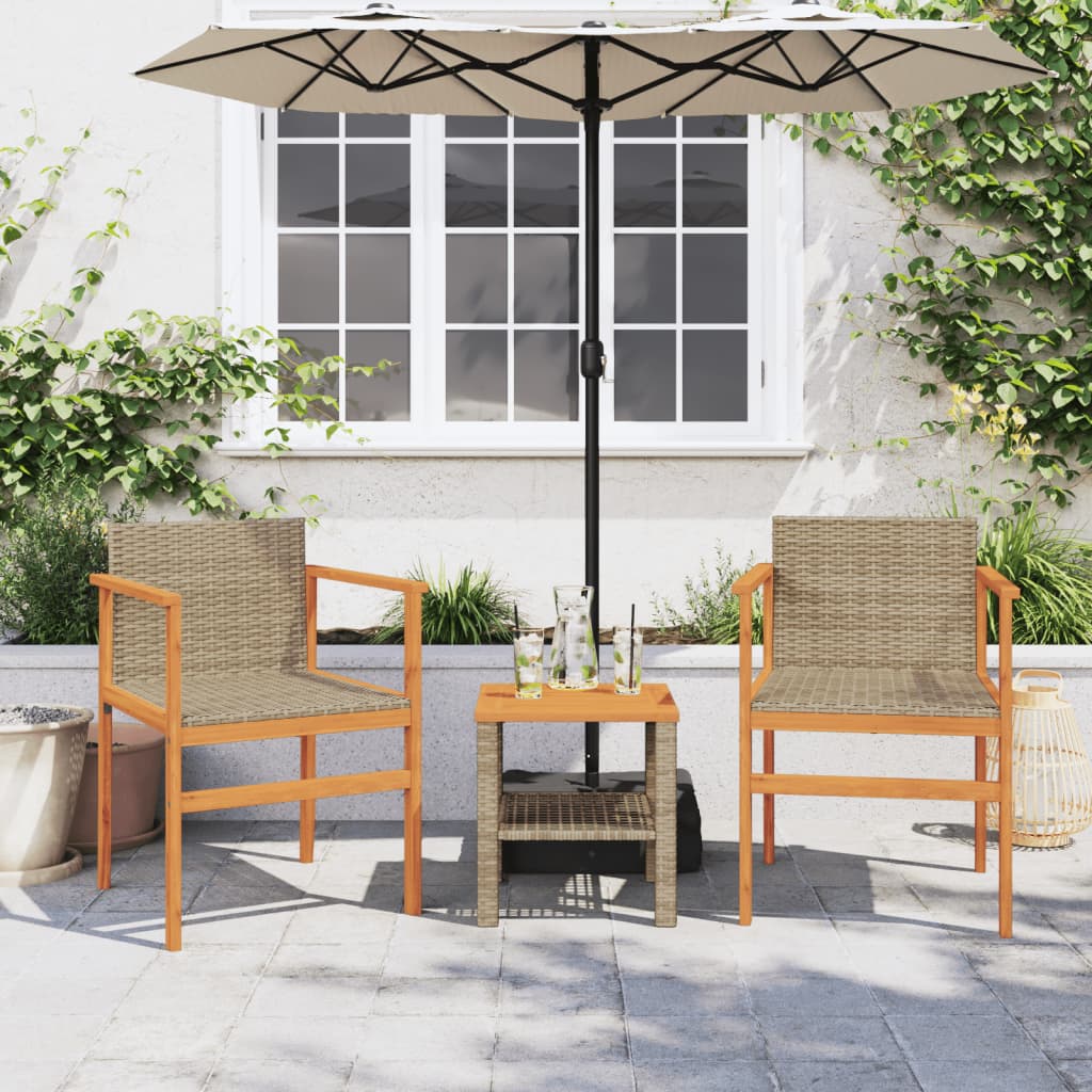 Tuinstoelen 2 st poly rattan en massief hout beige is nu te koop bij PeponiXL, paradijselijk wonen!