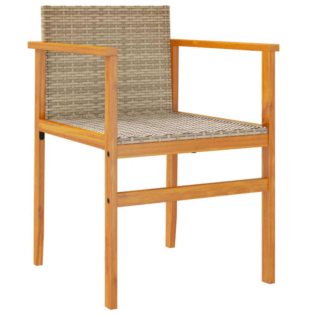 Tuinstoelen 2 st poly rattan en massief hout beige is nu te koop bij PeponiXL, paradijselijk wonen!