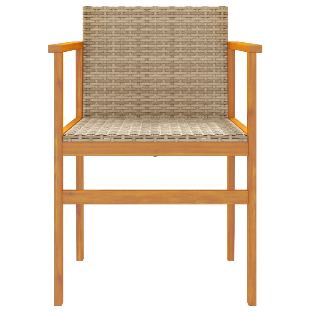 Tuinstoelen 2 st poly rattan en massief hout beige is nu te koop bij PeponiXL, paradijselijk wonen!