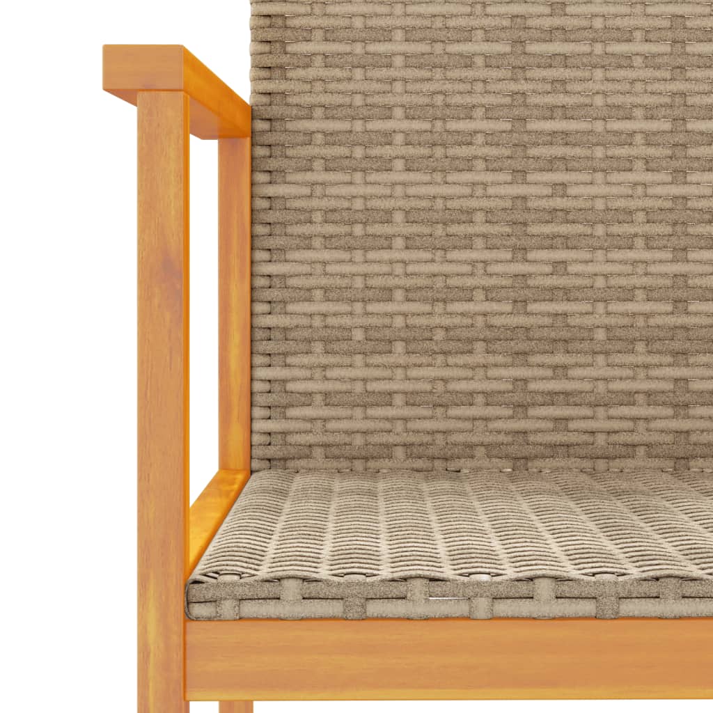 Tuinstoelen 2 st poly rattan en massief hout beige is nu te koop bij PeponiXL, paradijselijk wonen!