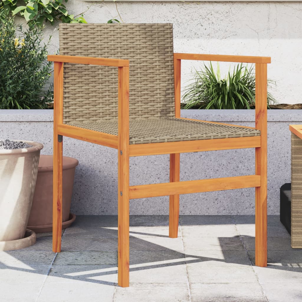 Tuinstoelen 2 st poly rattan en massief hout beige is nu te koop bij PeponiXL, paradijselijk wonen!