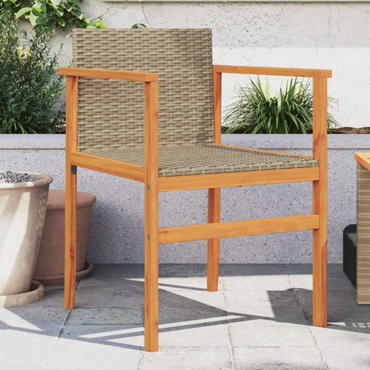 Tuinstoelen 2 st poly rattan en massief hout beige is nu te koop bij PeponiXL, paradijselijk wonen!
