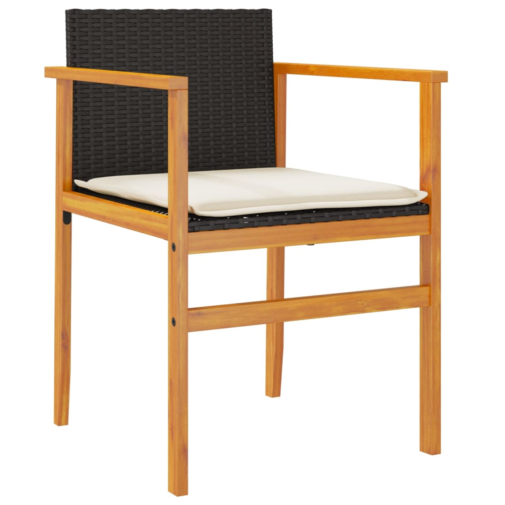 Tuinstoelen 2 st met kussens poly rattan en massief hout zwart is nu te koop bij PeponiXL, paradijselijk wonen!