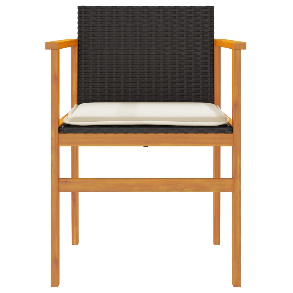 Tuinstoelen 2 st met kussens poly rattan en massief hout zwart is nu te koop bij PeponiXL, paradijselijk wonen!