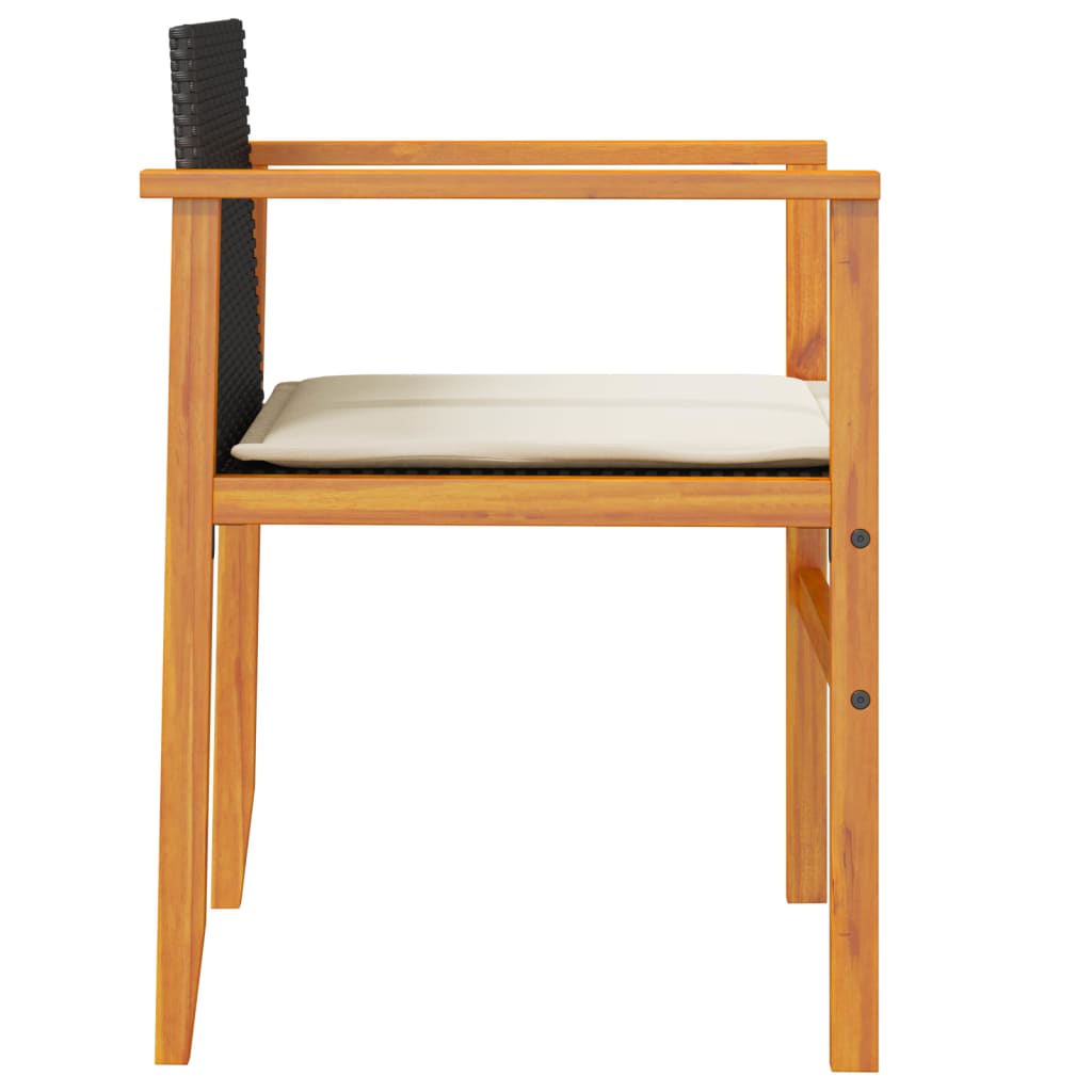 Tuinstoelen 2 st met kussens poly rattan en massief hout zwart is nu te koop bij PeponiXL, paradijselijk wonen!