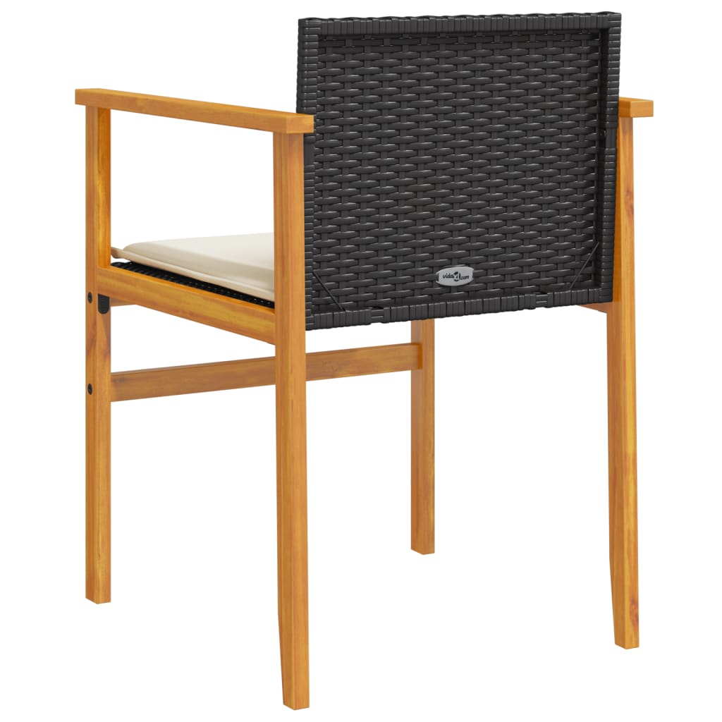 Tuinstoelen 2 st met kussens poly rattan en massief hout zwart is nu te koop bij PeponiXL, paradijselijk wonen!