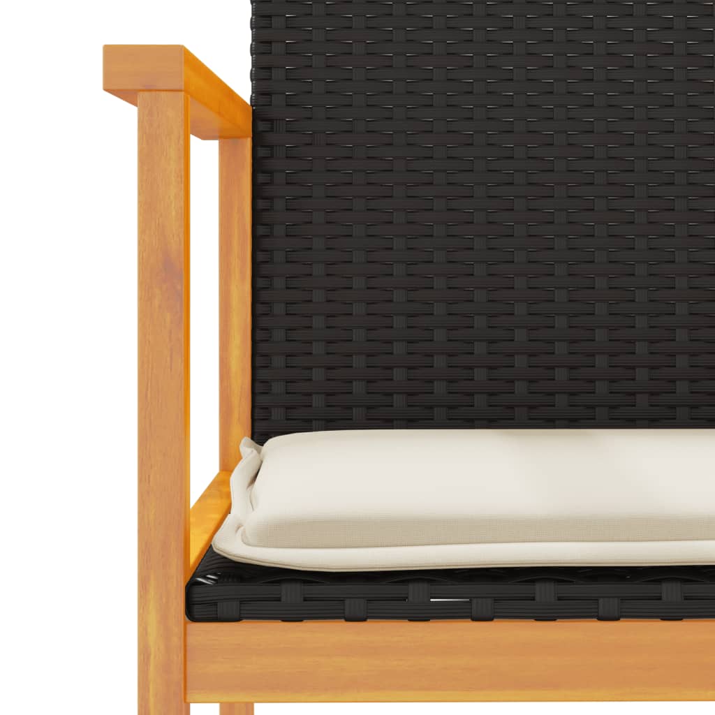 Tuinstoelen 2 st met kussens poly rattan en massief hout zwart is nu te koop bij PeponiXL, paradijselijk wonen!