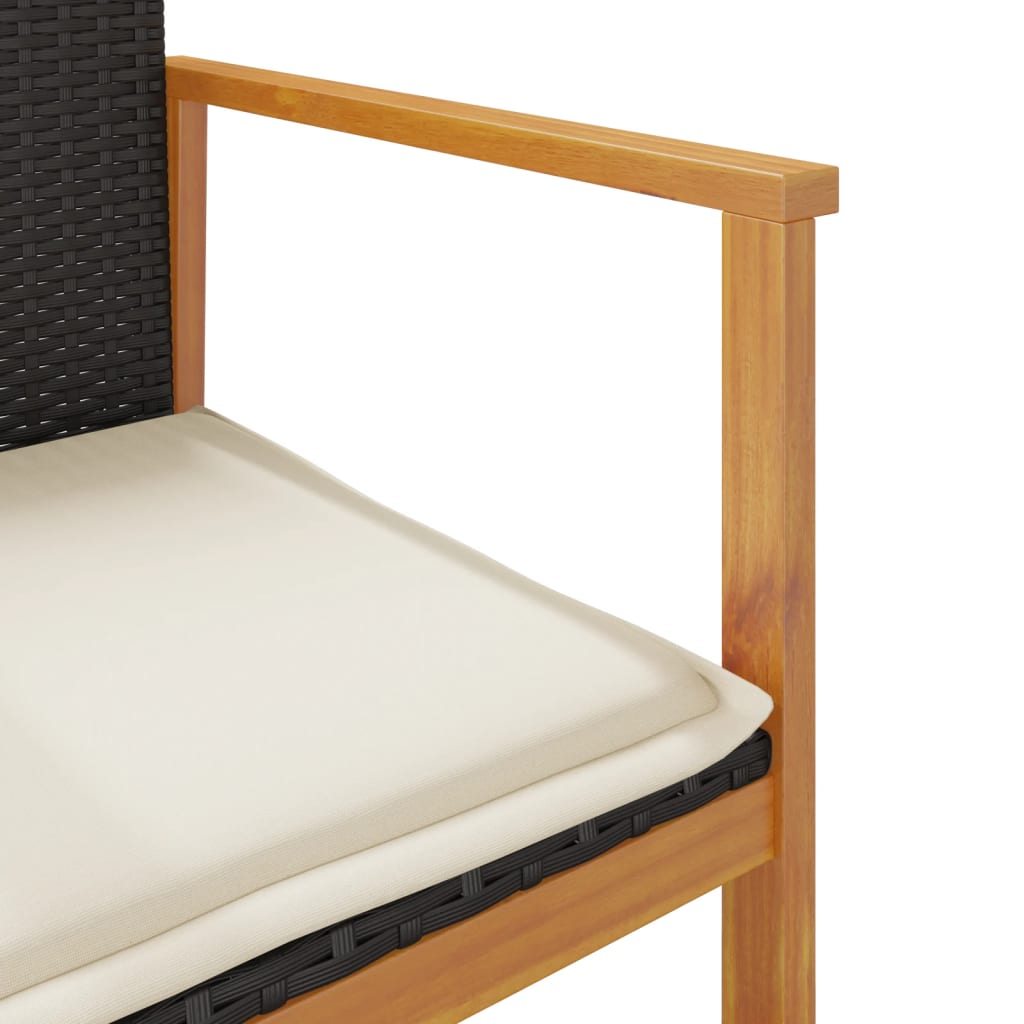Tuinstoelen 2 st met kussens poly rattan en massief hout zwart is nu te koop bij PeponiXL, paradijselijk wonen!