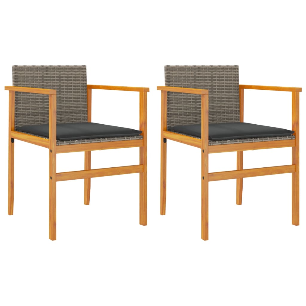Tuinstoelen 2 st met kussens poly rattan en massief hout grijs is nu te koop bij PeponiXL, paradijselijk wonen!