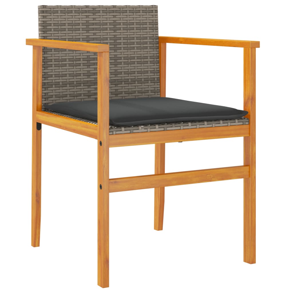 Tuinstoelen 2 st met kussens poly rattan en massief hout grijs is nu te koop bij PeponiXL, paradijselijk wonen!
