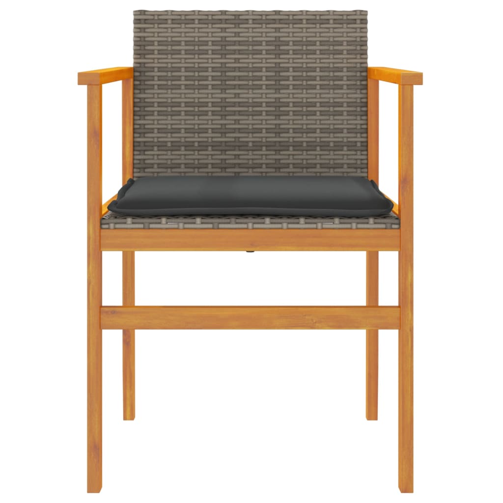 Tuinstoelen 2 st met kussens poly rattan en massief hout grijs is nu te koop bij PeponiXL, paradijselijk wonen!