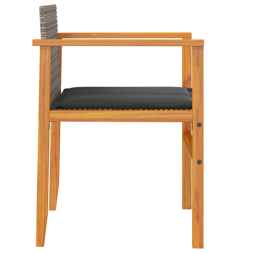 Tuinstoelen 2 st met kussens poly rattan en massief hout grijs is nu te koop bij PeponiXL, paradijselijk wonen!