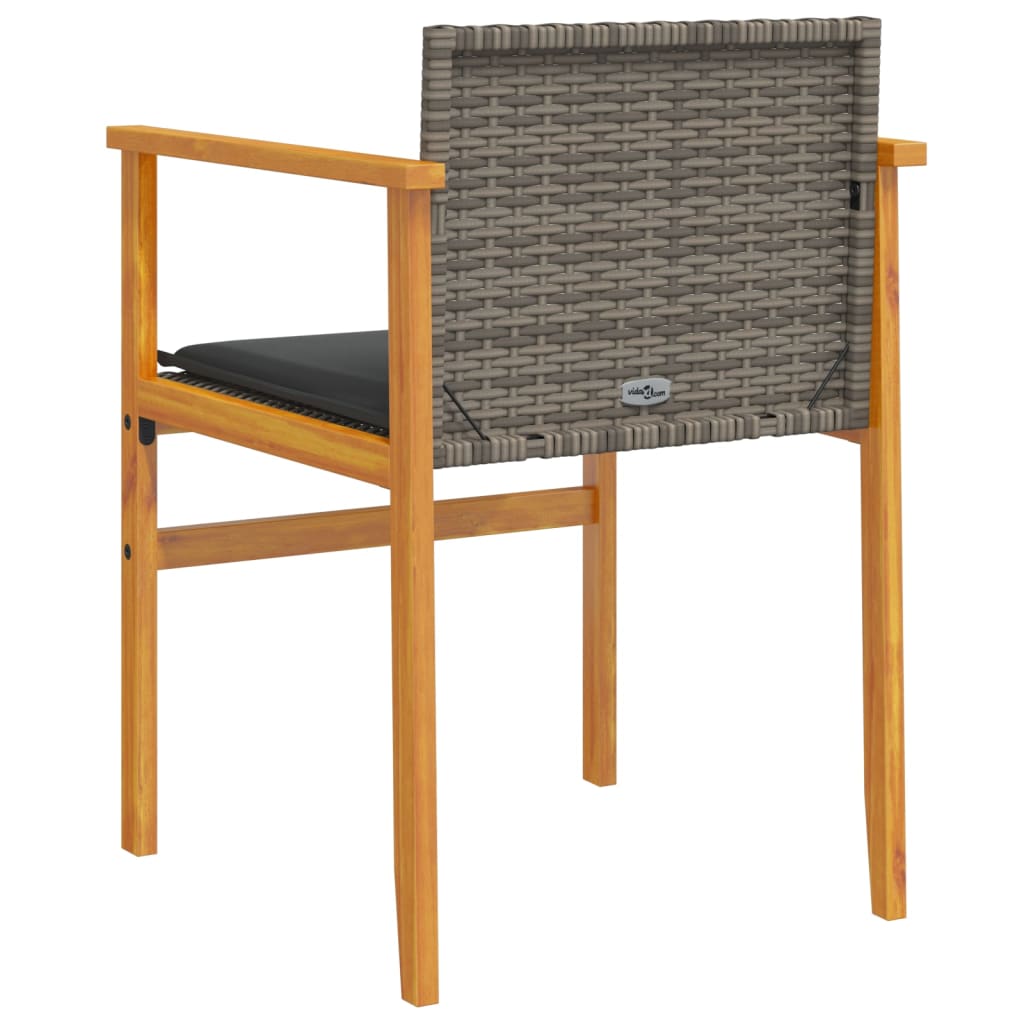 Tuinstoelen 2 st met kussens poly rattan en massief hout grijs is nu te koop bij PeponiXL, paradijselijk wonen!