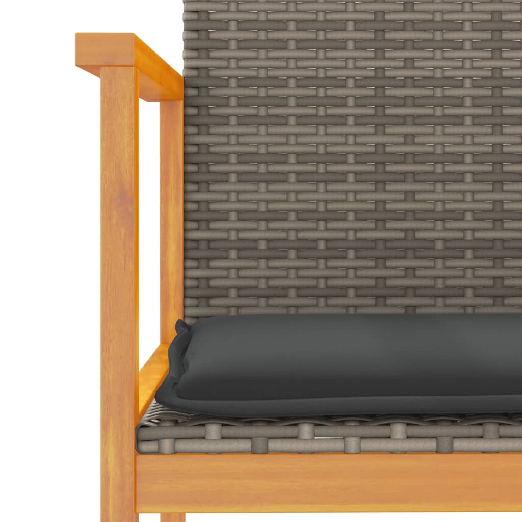 Tuinstoelen 2 st met kussens poly rattan en massief hout grijs is nu te koop bij PeponiXL, paradijselijk wonen!