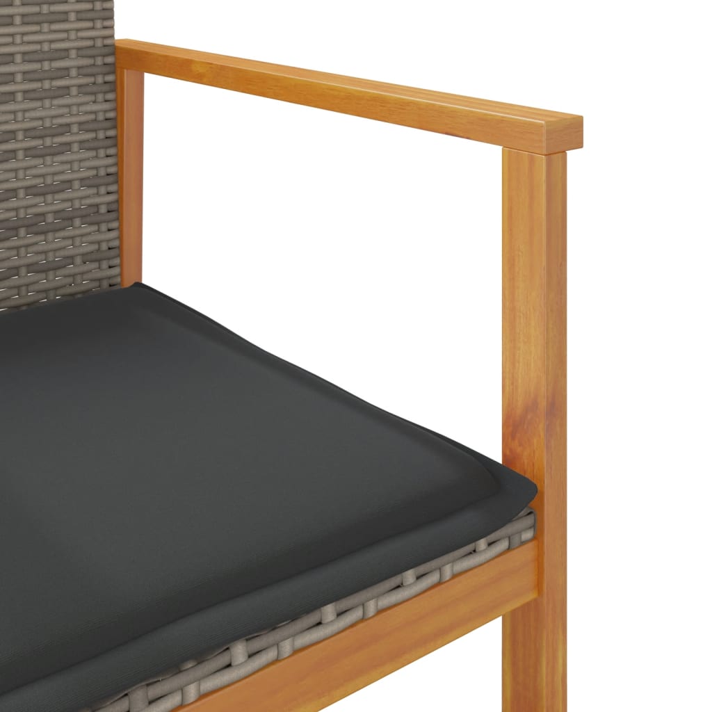 Tuinstoelen 2 st met kussens poly rattan en massief hout grijs is nu te koop bij PeponiXL, paradijselijk wonen!