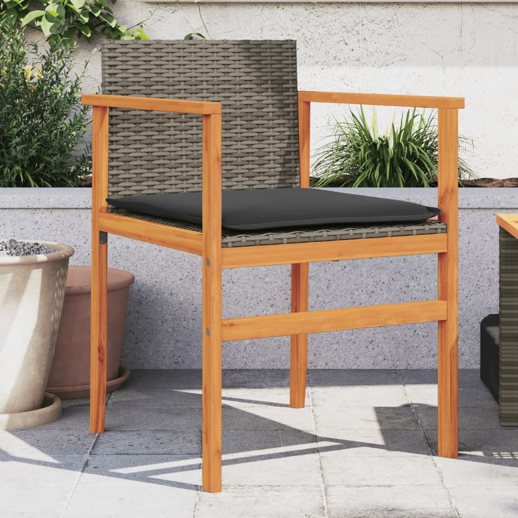 Tuinstoelen 2 st met kussens poly rattan en massief hout grijs is nu te koop bij PeponiXL, paradijselijk wonen!
