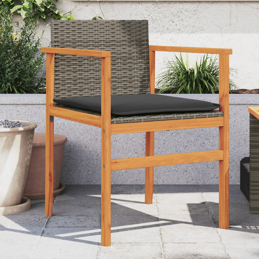 Tuinstoelen 2 st met kussens poly rattan en massief hout grijs is nu te koop bij PeponiXL, paradijselijk wonen!