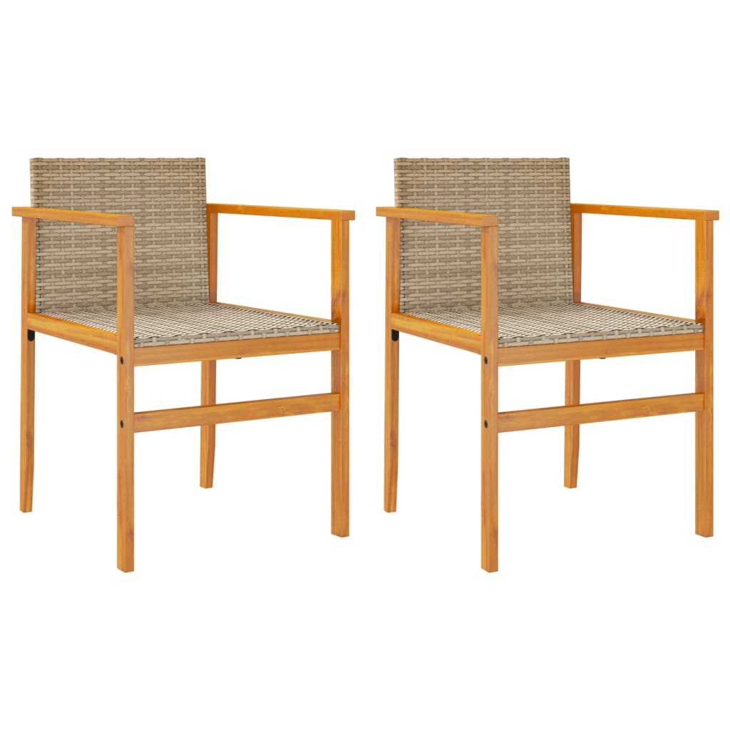 Tuinstoelen 2 st met kussens poly rattan en massief hout beige is nu te koop bij PeponiXL, paradijselijk wonen!
