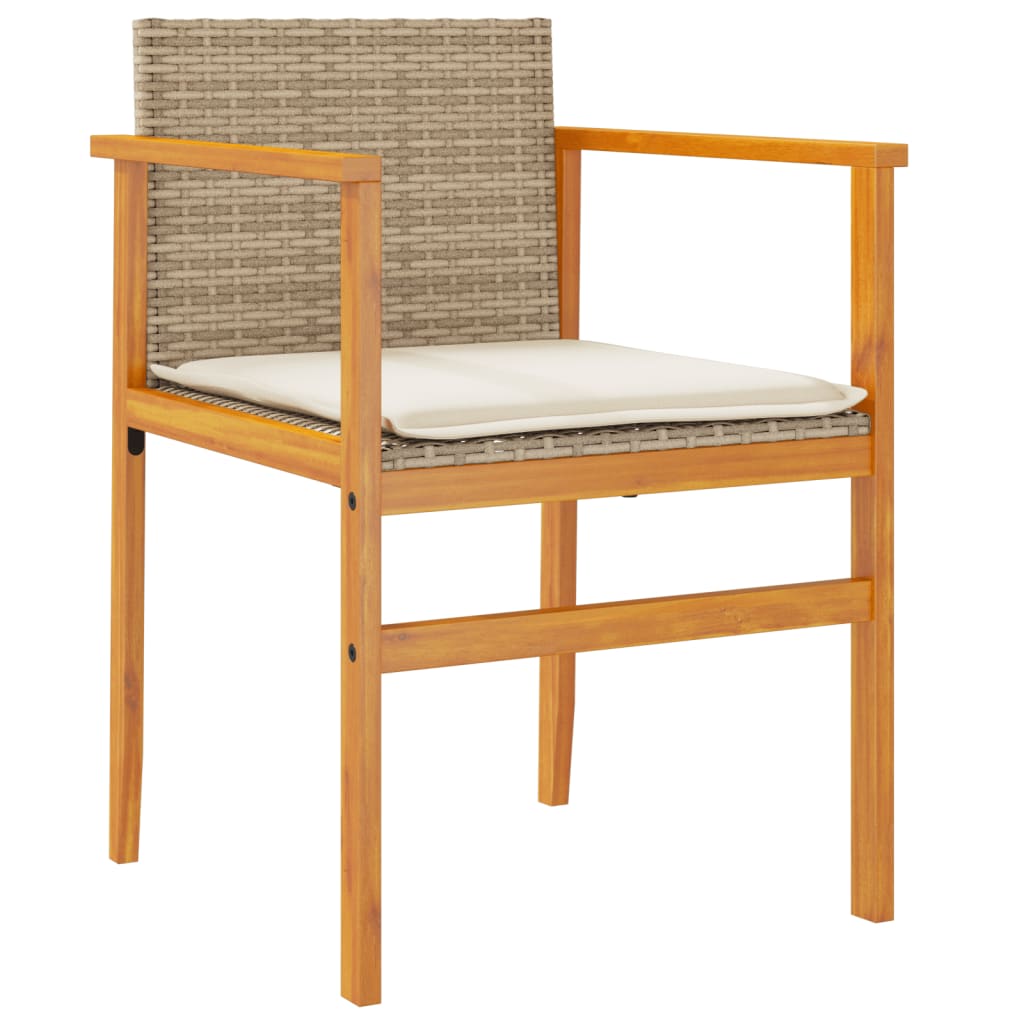 Tuinstoelen 2 st met kussens poly rattan en massief hout beige is nu te koop bij PeponiXL, paradijselijk wonen!
