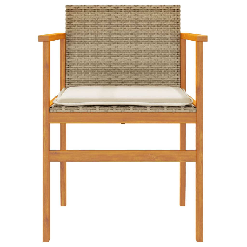 Tuinstoelen 2 st met kussens poly rattan en massief hout beige is nu te koop bij PeponiXL, paradijselijk wonen!