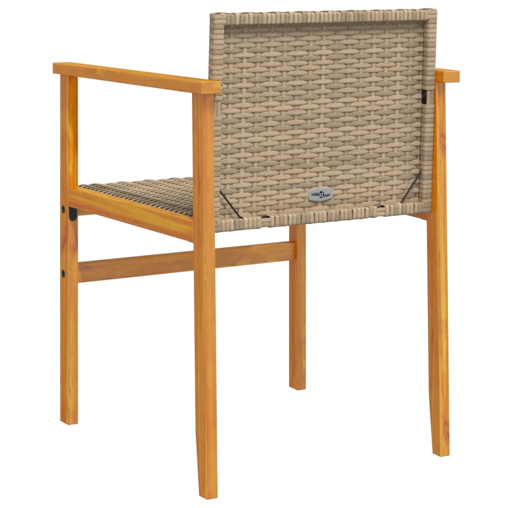 Tuinstoelen 2 st met kussens poly rattan en massief hout beige is nu te koop bij PeponiXL, paradijselijk wonen!