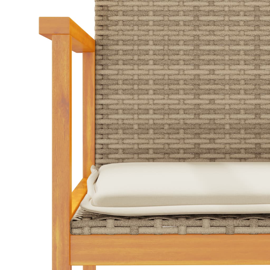 Tuinstoelen 2 st met kussens poly rattan en massief hout beige is nu te koop bij PeponiXL, paradijselijk wonen!
