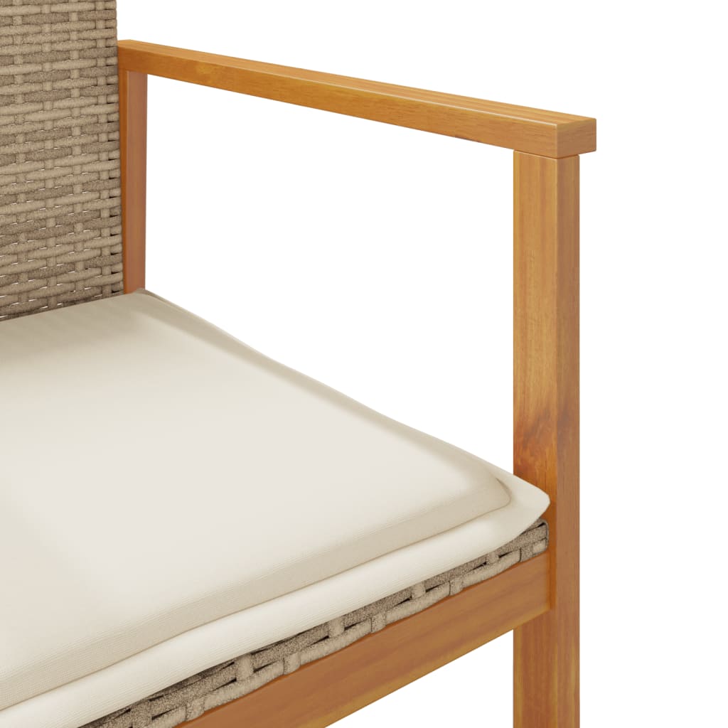 Tuinstoelen 2 st met kussens poly rattan en massief hout beige is nu te koop bij PeponiXL, paradijselijk wonen!