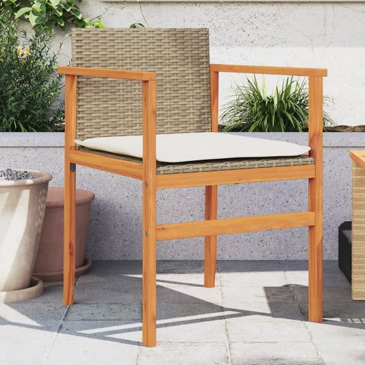 Tuinstoelen 2 st met kussens poly rattan en massief hout beige is nu te koop bij PeponiXL, paradijselijk wonen!