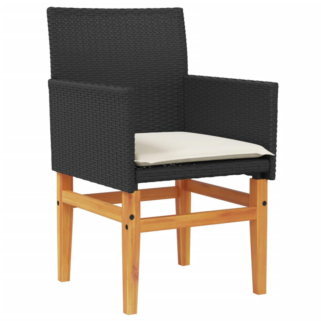 Tuinstoelen 2 st met kussens poly rattan en massief hout zwart is nu te koop bij PeponiXL, paradijselijk wonen!